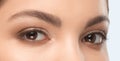 Beautiful eyes of a woman with make-up close-up. makeup and healthy clean skin. Professional makeup concept