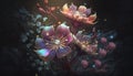 Beautiful fabulous flowers with a blur on the background. Fantasy Background