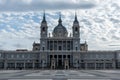 Beautiful facade of the Almudena Cathedral in Madrid,