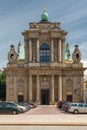 Beautiful facade of the Carmelite church in Warsaw, Poland