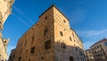 Beautiful facade of the Casa de las Conchas in the city of Salamanca, in Spain. Royalty Free Stock Photo