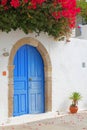 Beautiful facade in a greek village Royalty Free Stock Photo