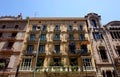 The beautiful facade of the houses on LA Rambla in Barcelona Royalty Free Stock Photo