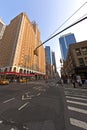 Beautiful facade of modern skyscraper in New York in afternoon l Royalty Free Stock Photo