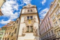 Beautiful facade of old houses in Prague