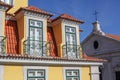 The beautiful facade of a richly finished yellow house Royalty Free Stock Photo