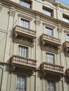 Beautiful balconies of a retro style building