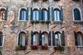 Beautiful facade of typical merchant house on Grand canal, Venice in Italy Royalty Free Stock Photo