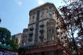 Beautiful facades of houses on the main street of Kiev: Khreshchatyk.