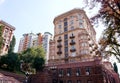 Beautiful facades of houses on the main street of Kiev: Khreshchatyk.