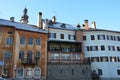 Beautiful facades of medieval buildings, Bruneck, Italy