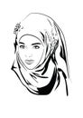 Beautiful face of arabic muslim woman, vector illustration, Royalty Free Stock Photo