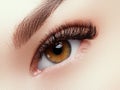 Beautiful face makeup. Long natural eyelashes. Perfect make-up closeup. Part of female face. Glamour lashes and black