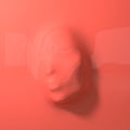 Beautiful face pressing through elastic fabric. Hidden woman`s face background 3d render. Mysterious woman behind stretchy