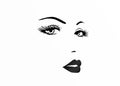 Beautiful face of a woman, black and white vector illustration Royalty Free Stock Photo