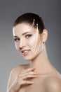 Beautiful face of woman with blue eyes and clean fresh skin. Spa portrait Royalty Free Stock Photo