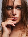 Beautiful face of woman with wet hair Royalty Free Stock Photo