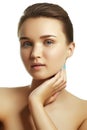 Beautiful face of a young caucasian woman. Woman beauty face Royalty Free Stock Photo