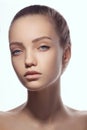 Beautiful face of young teen woman with clean fresh skin. Royalty Free Stock Photo