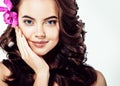 Beautiful Face of Young Woman Model with Clean Fresh Perfect Healthy Skin. Age and Health Concept. Beauty Woman Portrait Royalty Free Stock Photo