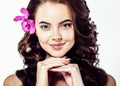 Beautiful Face of Young Woman Model with Clean Fresh Perfect Healthy Skin. Age and Health Concept. Beauty Woman Portrait Royalty Free Stock Photo