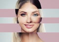 Beautiful faces of young woman. Plastic surgery concept Royalty Free Stock Photo