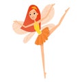 Beautiful fairy dances in her colorful outfits and orange dress