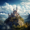 Medieval castle between mountains