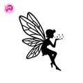 Beautiful fairy silhouette vector template D