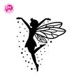 Beautiful fairy silhouette vector template D