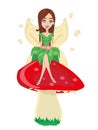 Beautiful fairy sitting on a toadstool Royalty Free Stock Photo