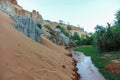 The beautiful Fairy Stream rivulet running past sandy canyons
