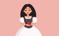 Princess Holding Red Apple Vector Cartoon Illustration