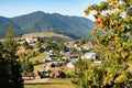 Beautiful fairytale landscape of Tihuta pass Village in North Romania during sunny autumn day Royalty Free Stock Photo