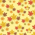 Beautiful Fall or Autumn Maple Leaf Pattern Seamless with Light Orange Background Royalty Free Stock Photo