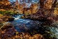 Beautiful Fall Foliage and Bubbling Waterfalls on the Guadalupe River, Texas.