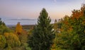 Beautiful fall view of a valley and a Grunewald forest beyond in Senningerberg Luxembourg known for green natural spaces