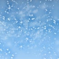 A beautiful falling Christmas snow on a blue background. Abstraction. Design. Blue background. Sequins, snowflakes, stars Royalty Free Stock Photo