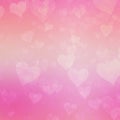 Beautiful falling hearts in lovely soft gradient rose pink peach orange background