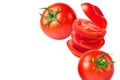 Beautiful falling ripe tomatoes