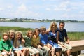 Beautiful family on the dock