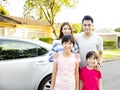 Beautiful family portrait smiling outside their house Royalty Free Stock Photo