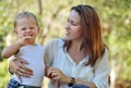 Happy mother with smiling laughing baby boy Royalty Free Stock Photo