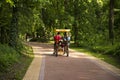 Beautiful Family Surrey Bike Ride in Green Park During Sunset