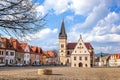 Krásny starý Bardejov s kostolom a námestím na Slovensku