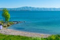 Beautiful famous lake Sevan in Armenia, mountain view Royalty Free Stock Photo
