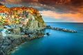 Beautiful famous Manarola village, Cinque Terre, Liguria, Italy, Europe Royalty Free Stock Photo