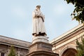 Famous monument to the great man Leonardo da Vinci. Milan Italy. 22.08.2020 Royalty Free Stock Photo