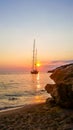 Porto Katziki beach at sunset Royalty Free Stock Photo