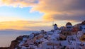 The famous of view point with Sunset sky scene at Oia town on Santorini island, Greece Royalty Free Stock Photo